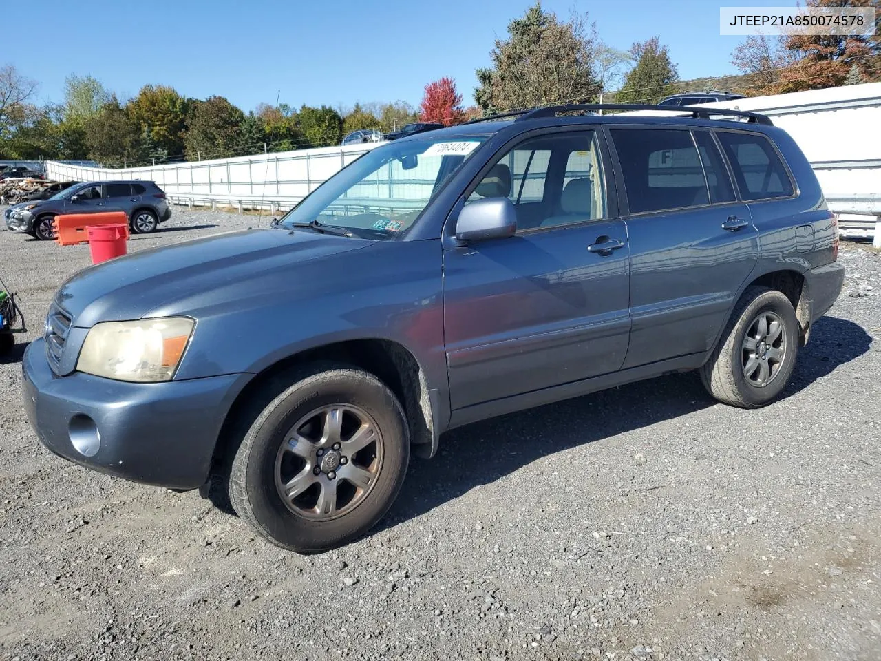 2005 Toyota Highlander Limited VIN: JTEEP21A850074578 Lot: 77064404