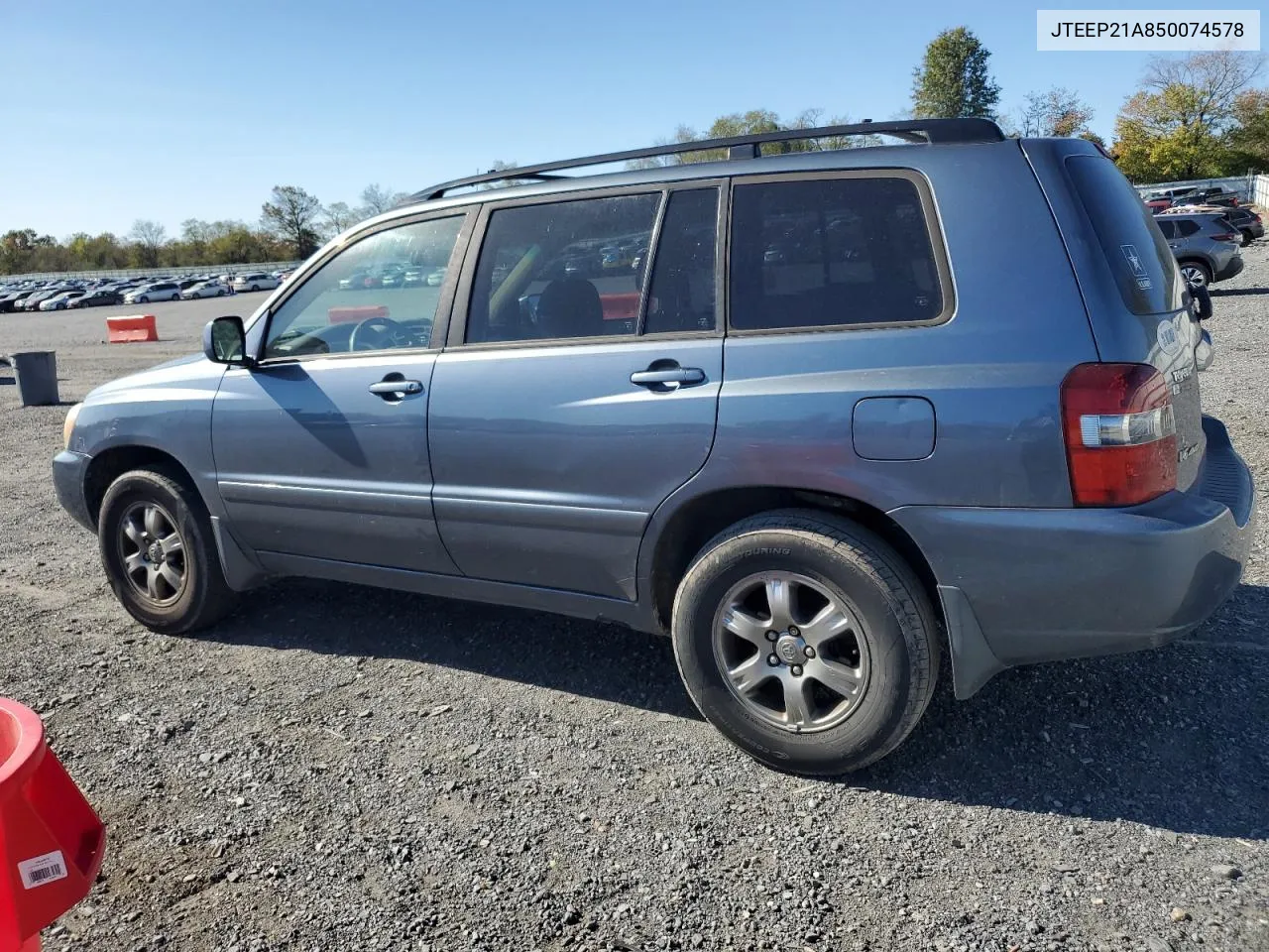 2005 Toyota Highlander Limited VIN: JTEEP21A850074578 Lot: 77064404