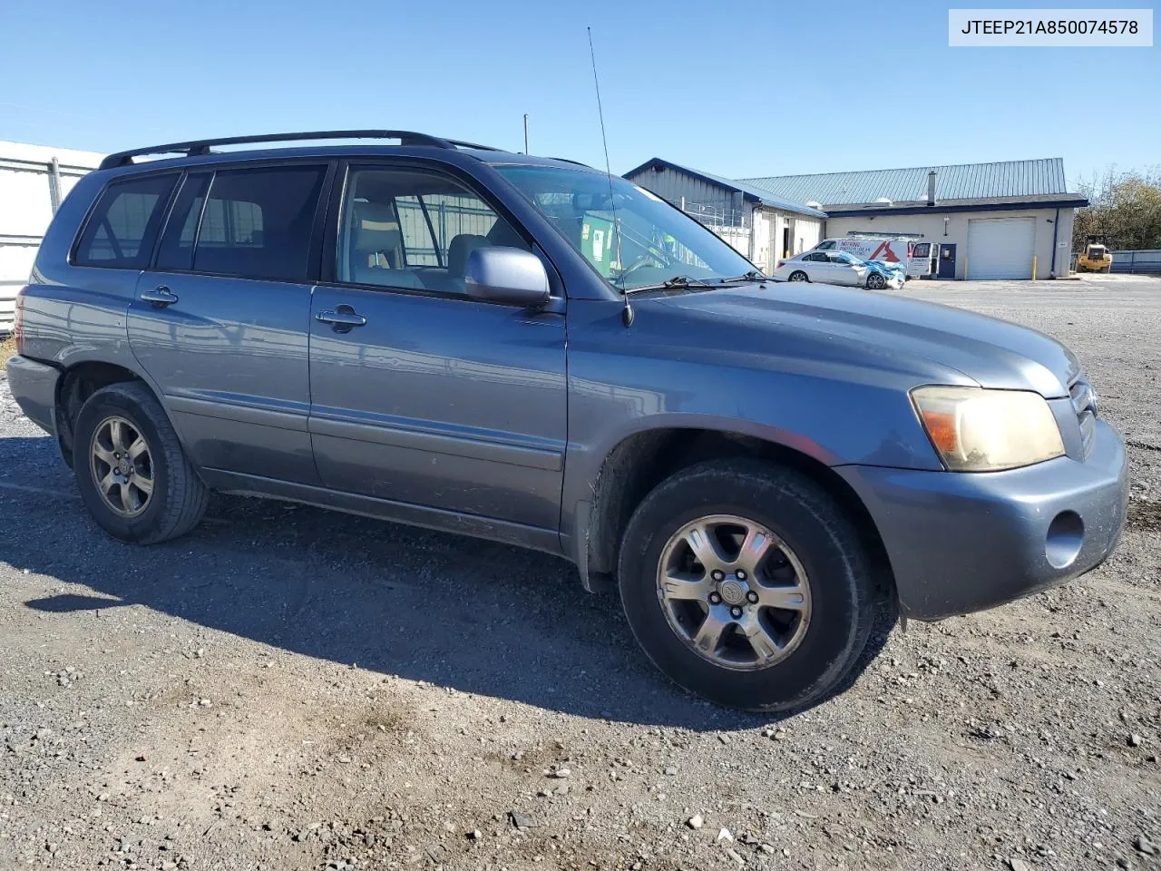 2005 Toyota Highlander Limited VIN: JTEEP21A850074578 Lot: 77064404