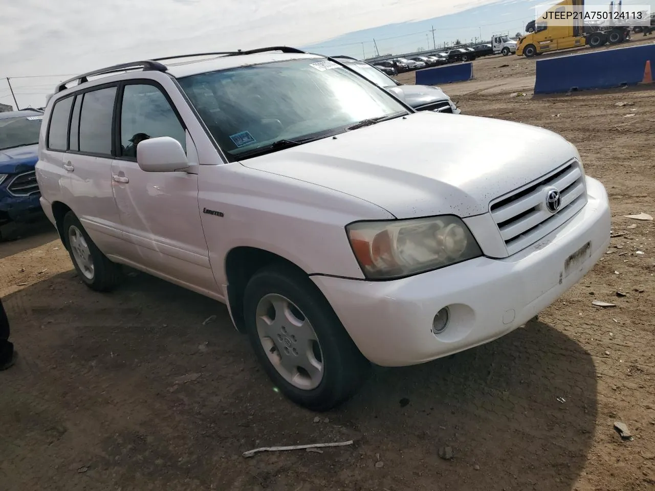 2005 Toyota Highlander Limited VIN: JTEEP21A750124113 Lot: 78980744