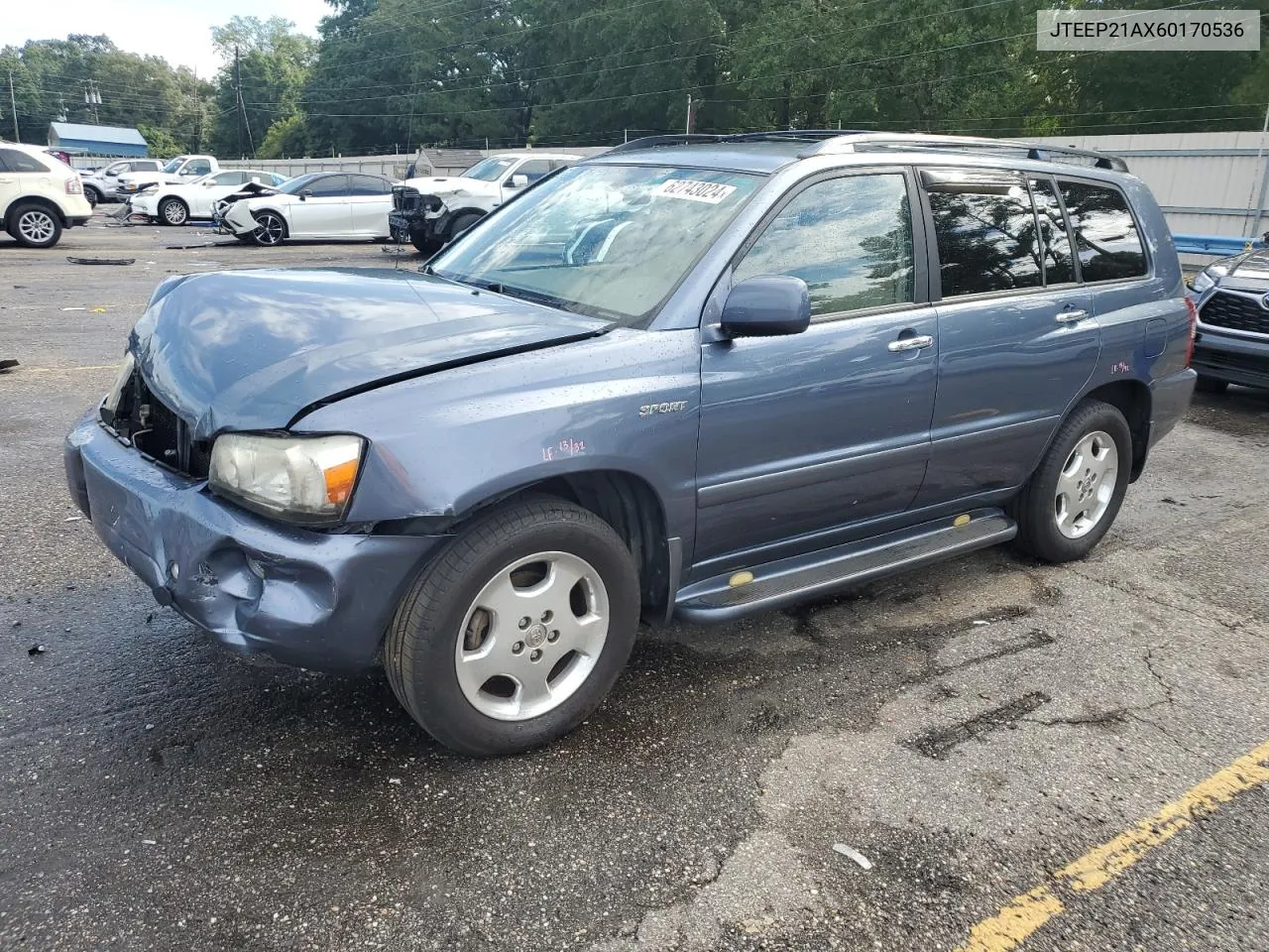 2006 Toyota Highlander Limited VIN: JTEEP21AX60170536 Lot: 62743024