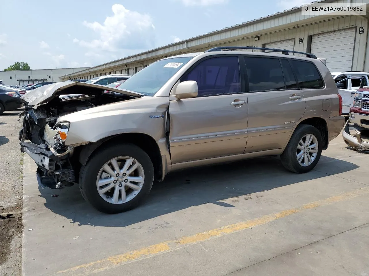 2006 Toyota Highlander Hybrid VIN: JTEEW21A760019852 Lot: 64406594