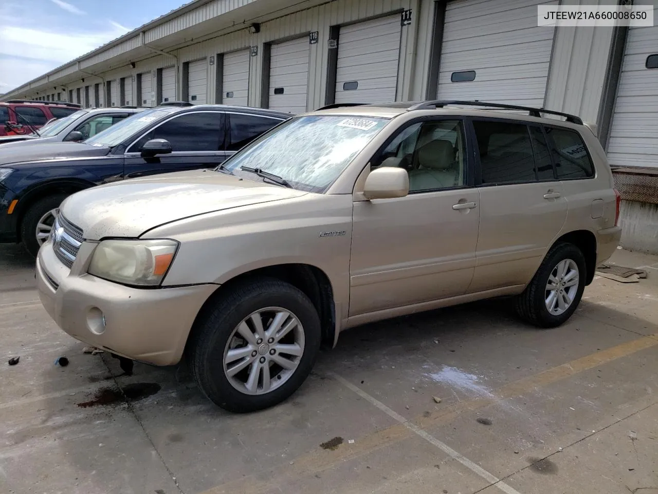 2006 Toyota Highlander Hybrid VIN: JTEEW21A660008650 Lot: 67293684