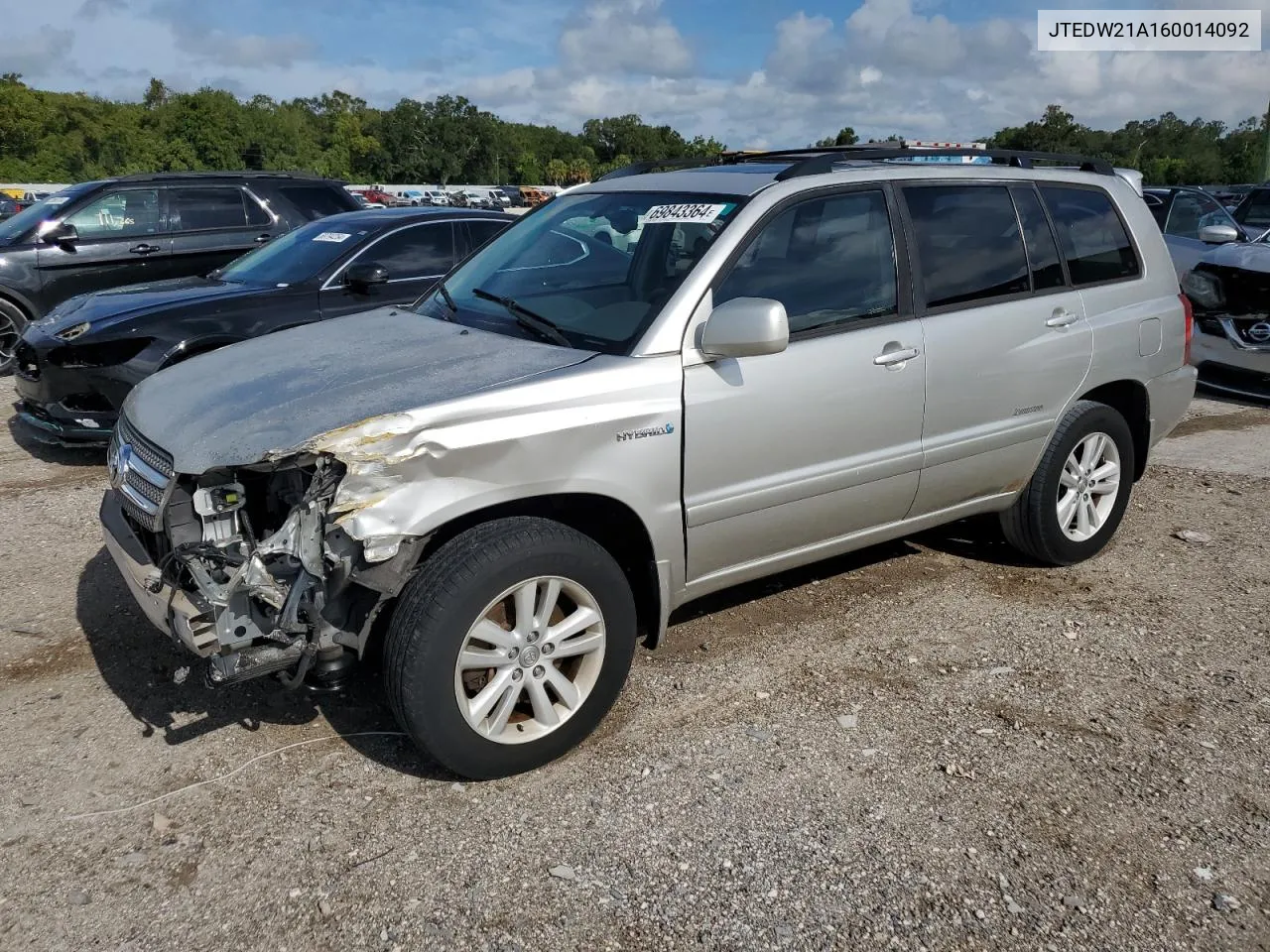 JTEDW21A160014092 2006 Toyota Highlander Hybrid