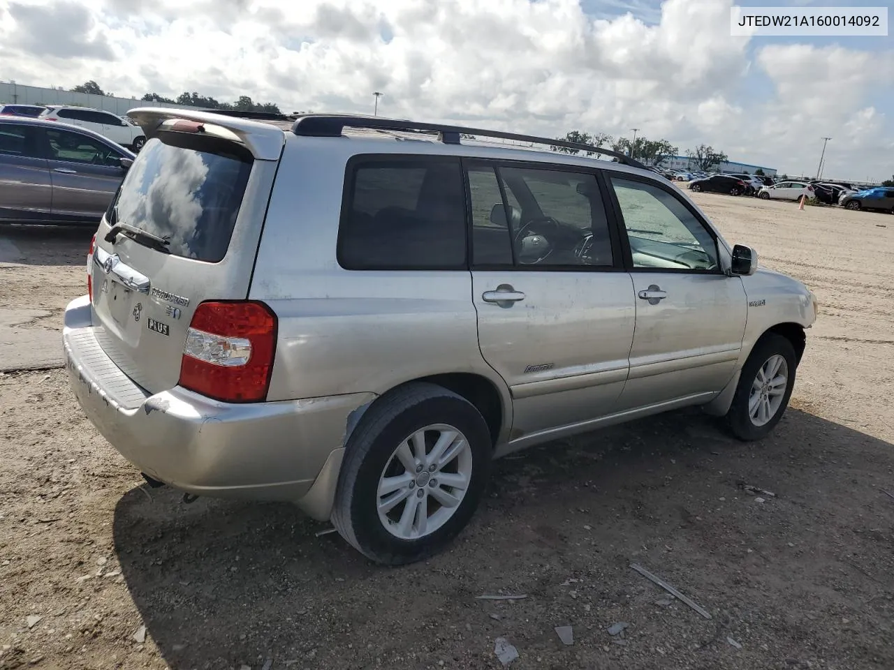 2006 Toyota Highlander Hybrid VIN: JTEDW21A160014092 Lot: 69843364