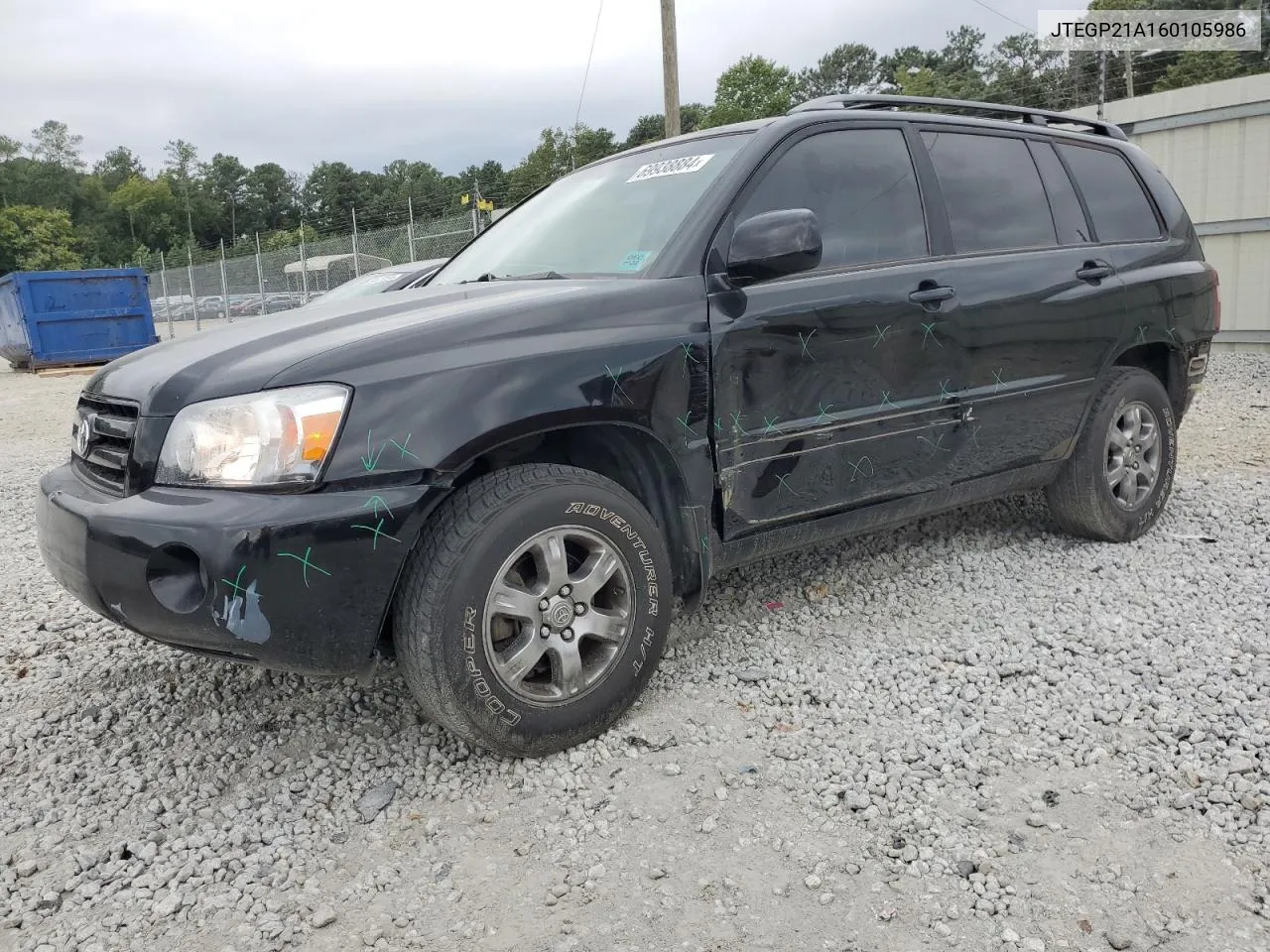 2006 Toyota Highlander Limited VIN: JTEGP21A160105986 Lot: 69938884