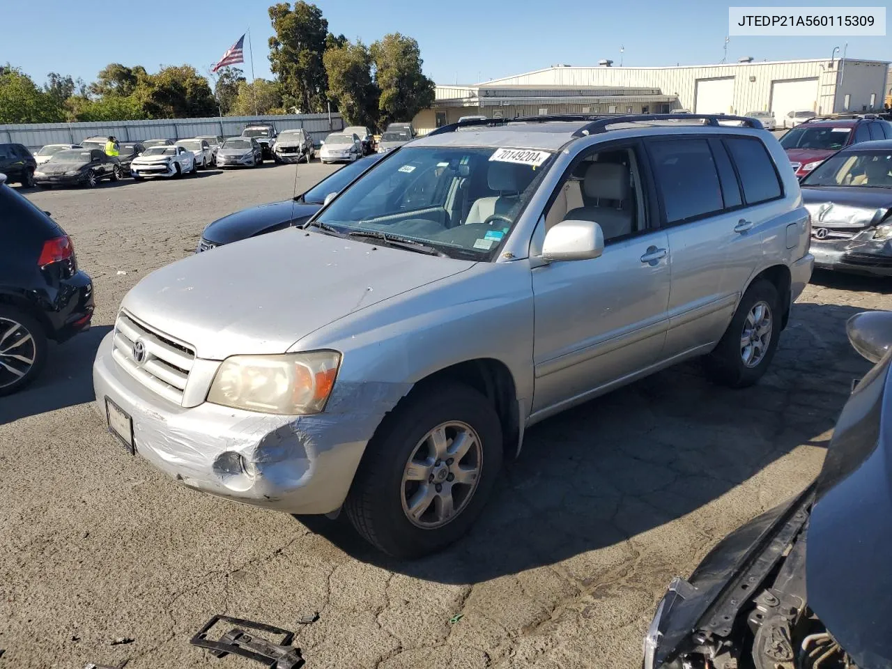 2006 Toyota Highlander Limited VIN: JTEDP21A560115309 Lot: 70149204