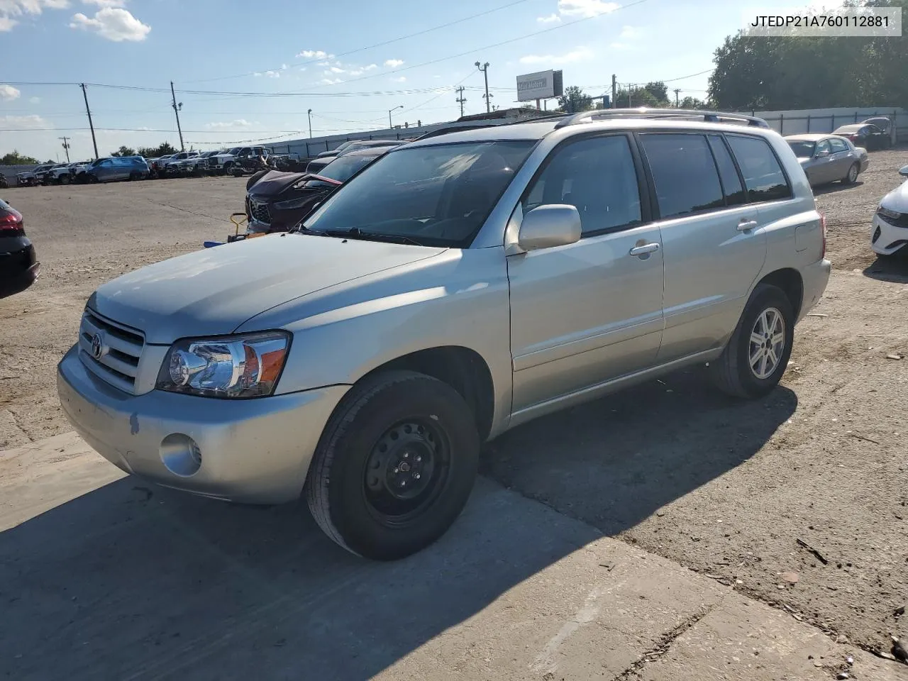 2006 Toyota Highlander Limited VIN: JTEDP21A760112881 Lot: 70258254