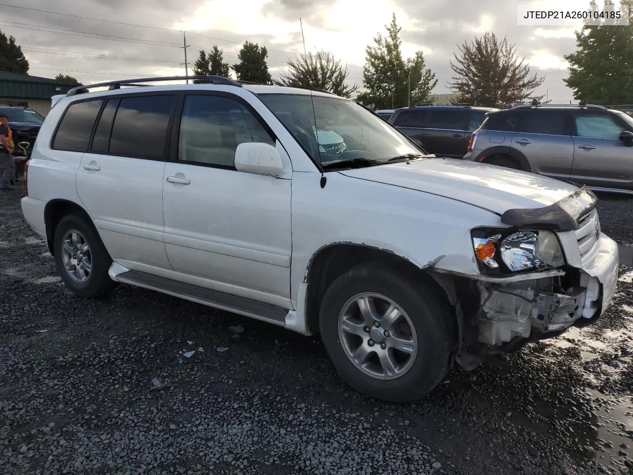 2006 Toyota Highlander Limited VIN: JTEDP21A260104185 Lot: 70378054