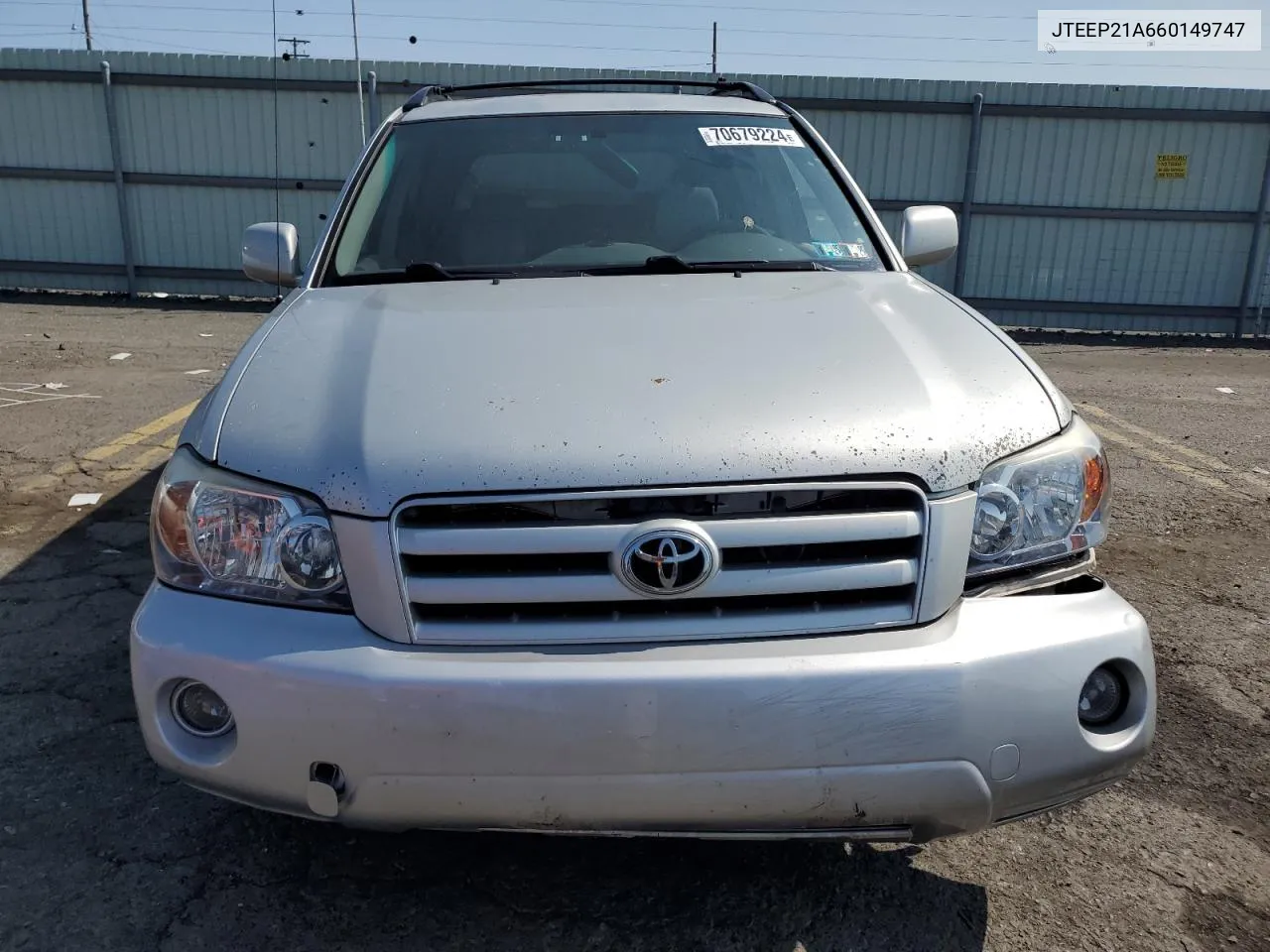 2006 Toyota Highlander Limited VIN: JTEEP21A660149747 Lot: 70679224