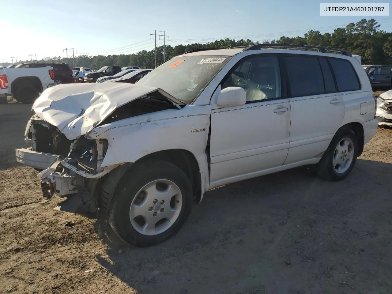 2006 Toyota Highlander Limited VIN: JTEDP21A460101787 Lot: 72569444