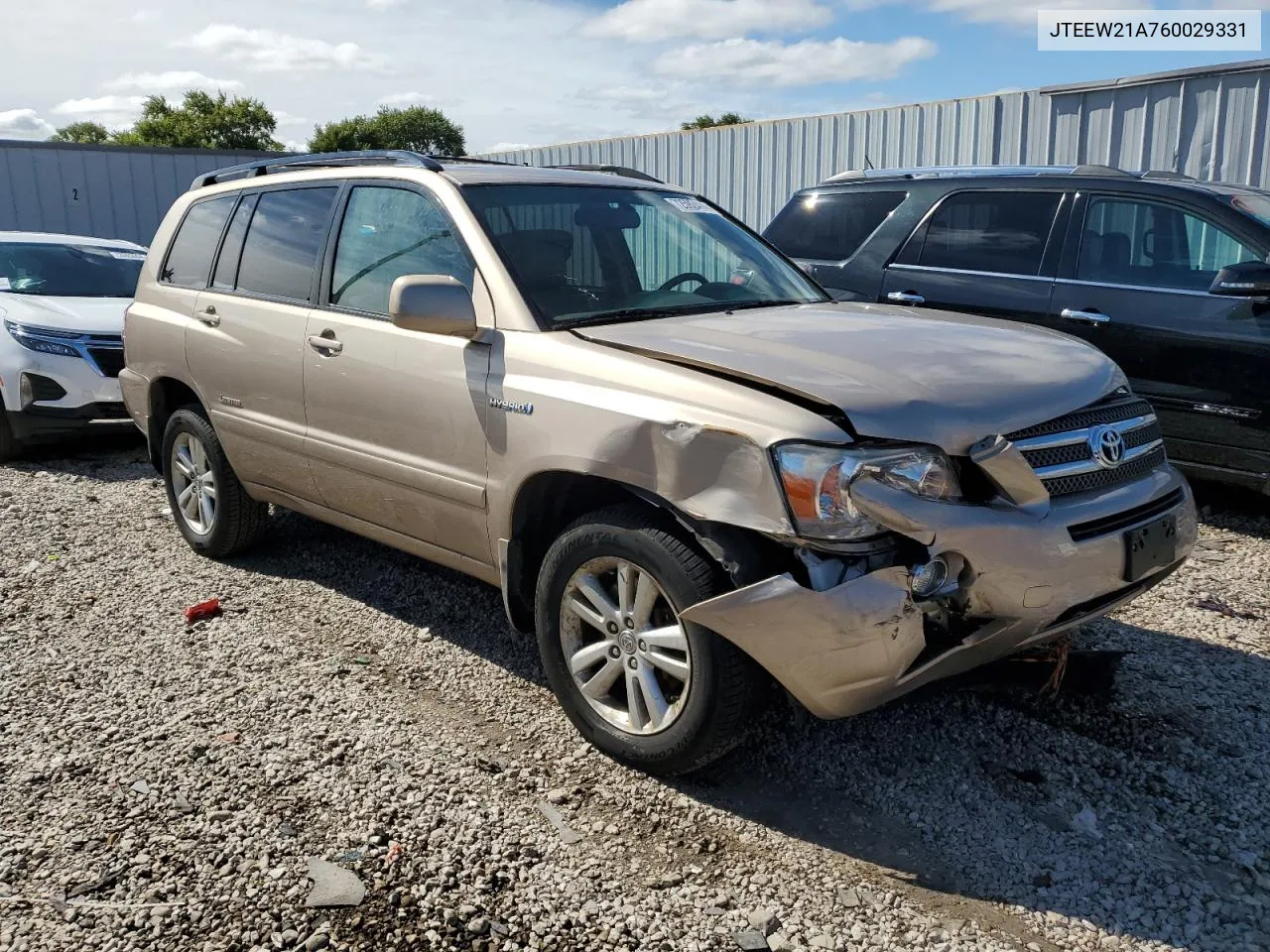 2006 Toyota Highlander Hybrid VIN: JTEEW21A760029331 Lot: 72592414