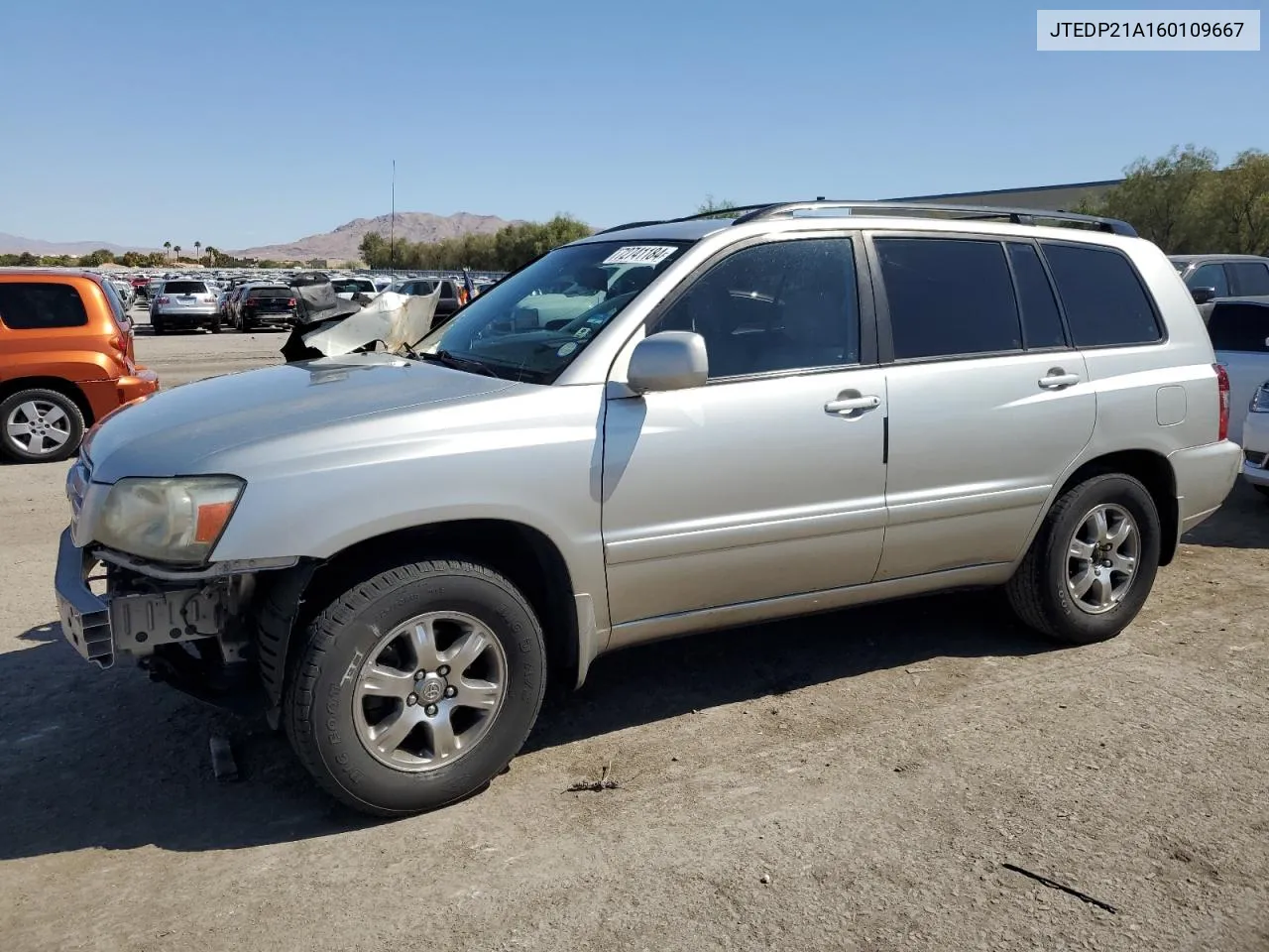 2006 Toyota Highlander Limited VIN: JTEDP21A160109667 Lot: 72741184