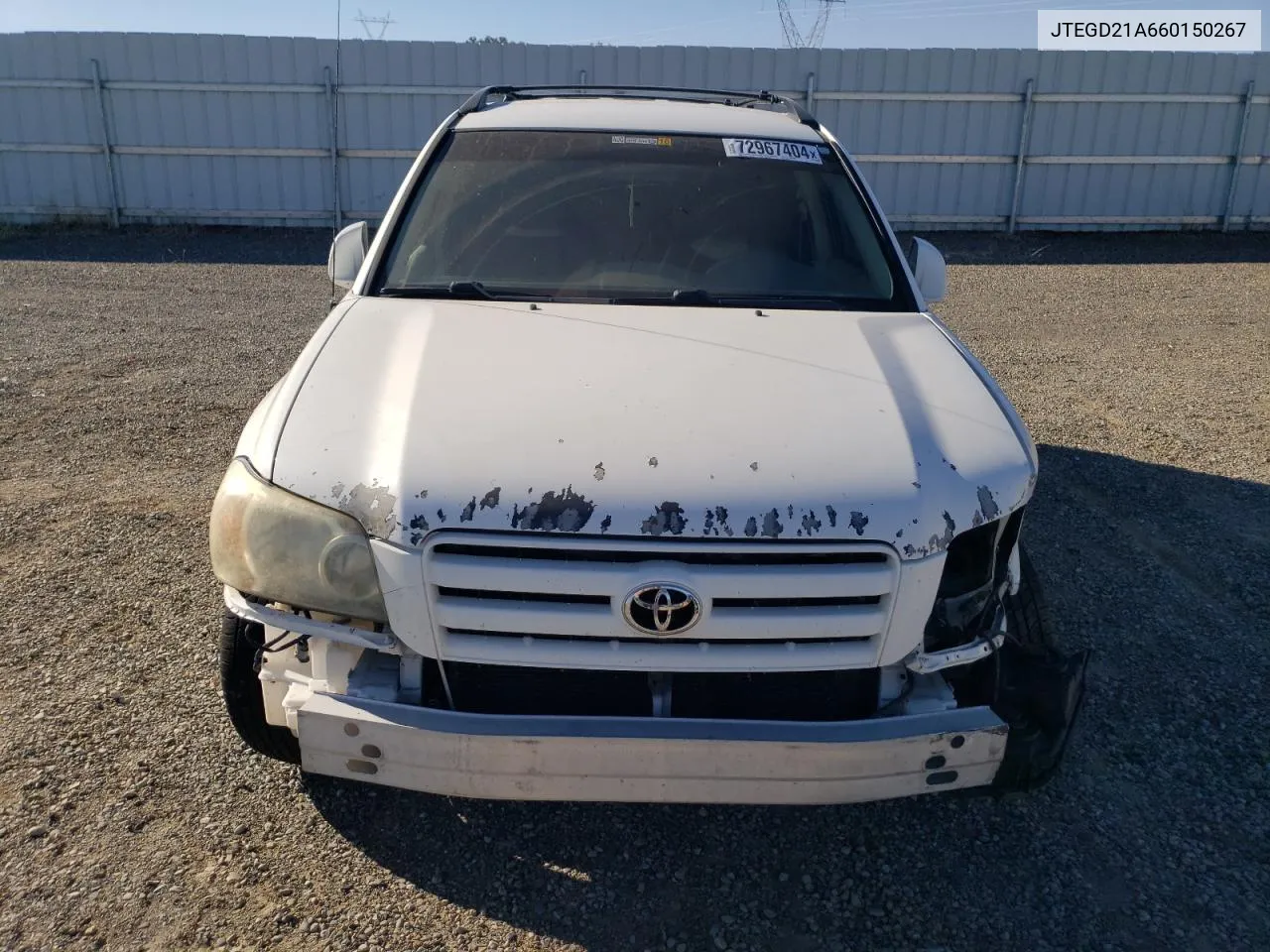 2006 Toyota Highlander VIN: JTEGD21A660150267 Lot: 72967404