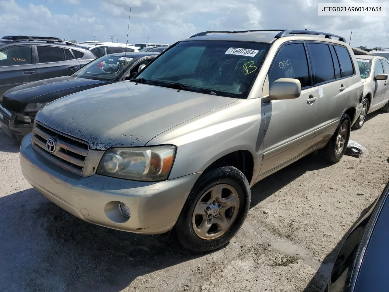 2006 Toyota Highlander VIN: JTEGD21A960147654 Lot: 75407364