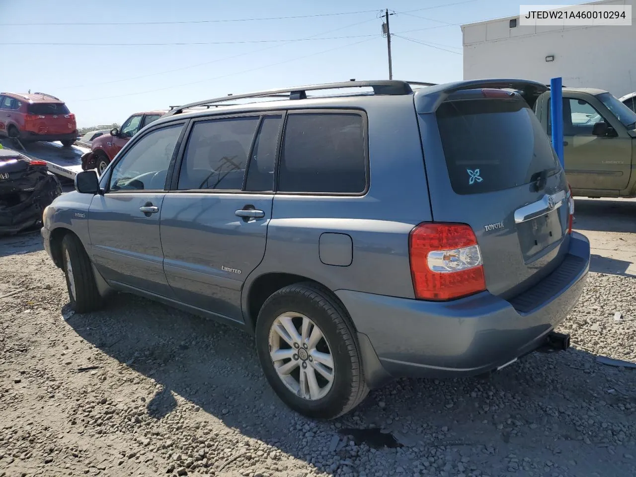 2006 Toyota Highlander Hybrid VIN: JTEDW21A460010294 Lot: 75471344