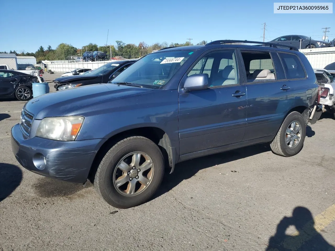 2006 Toyota Highlander Limited VIN: JTEDP21A360095965 Lot: 75566744