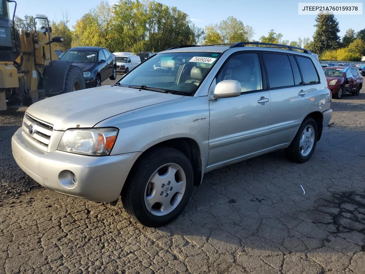 2006 Toyota Highlander Limited VIN: JTEEP21A760159378 Lot: 75939334