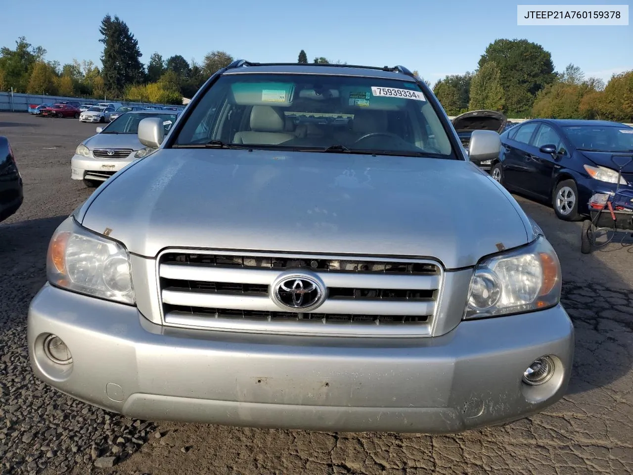 2006 Toyota Highlander Limited VIN: JTEEP21A760159378 Lot: 75939334