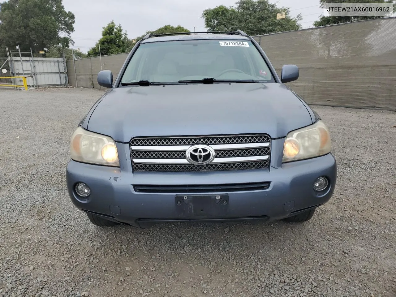 2006 Toyota Highlander Hybrid VIN: JTEEW21AX60016962 Lot: 76718364