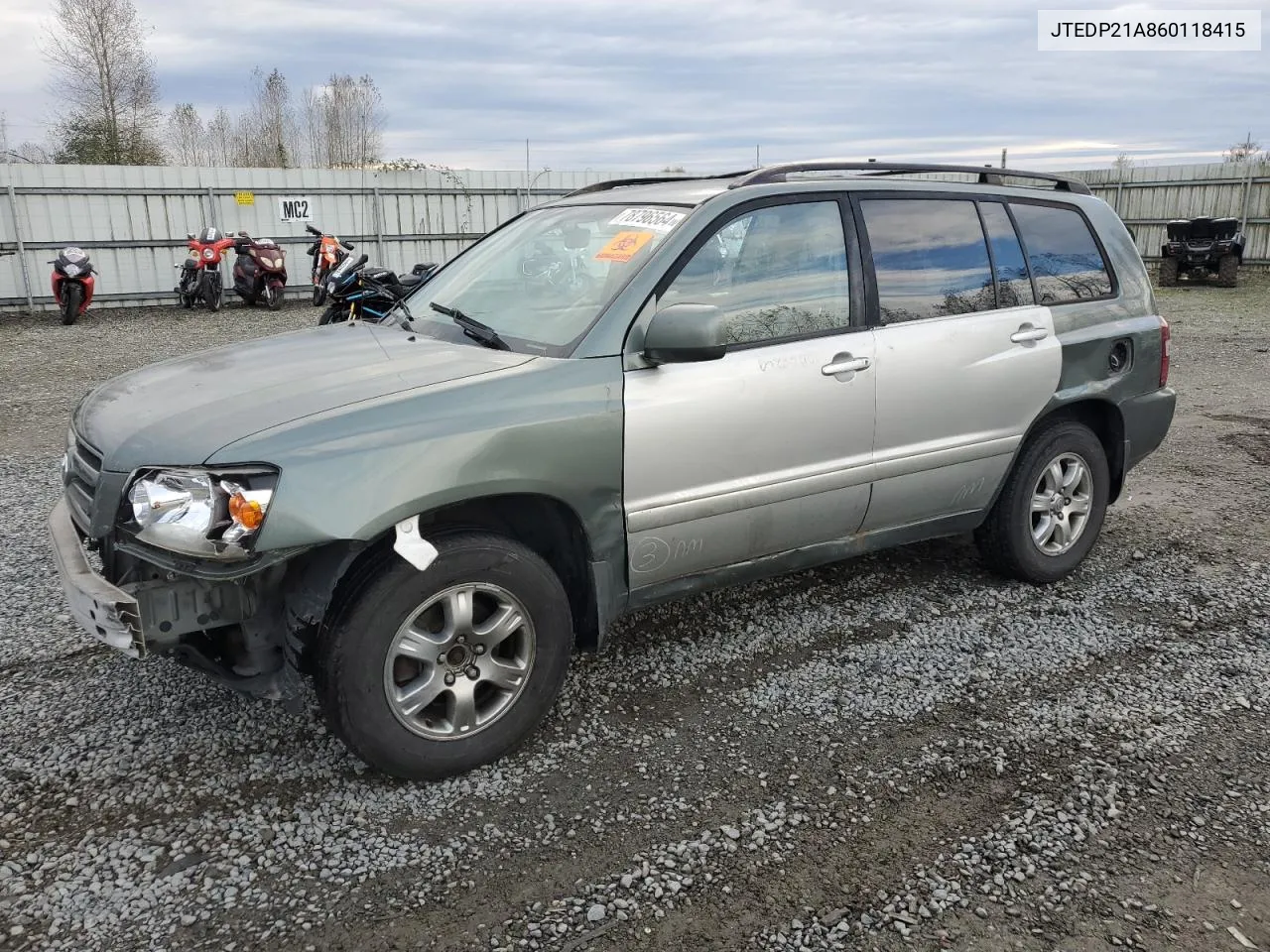 2006 Toyota Highlander Limited VIN: JTEDP21A860118415 Lot: 78796564