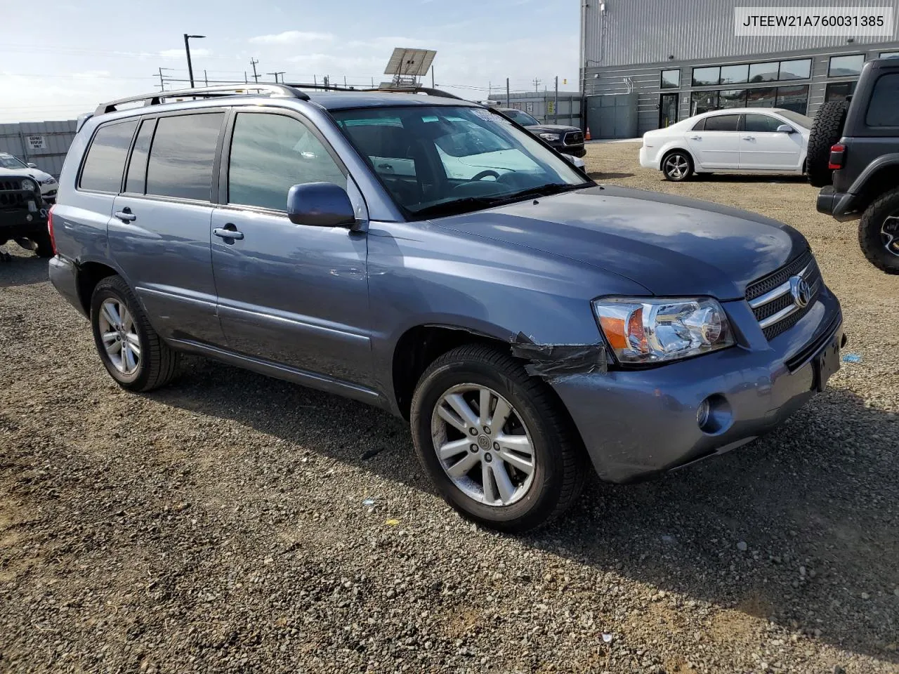 2006 Toyota Highlander Hybrid VIN: JTEEW21A760031385 Lot: 78958324