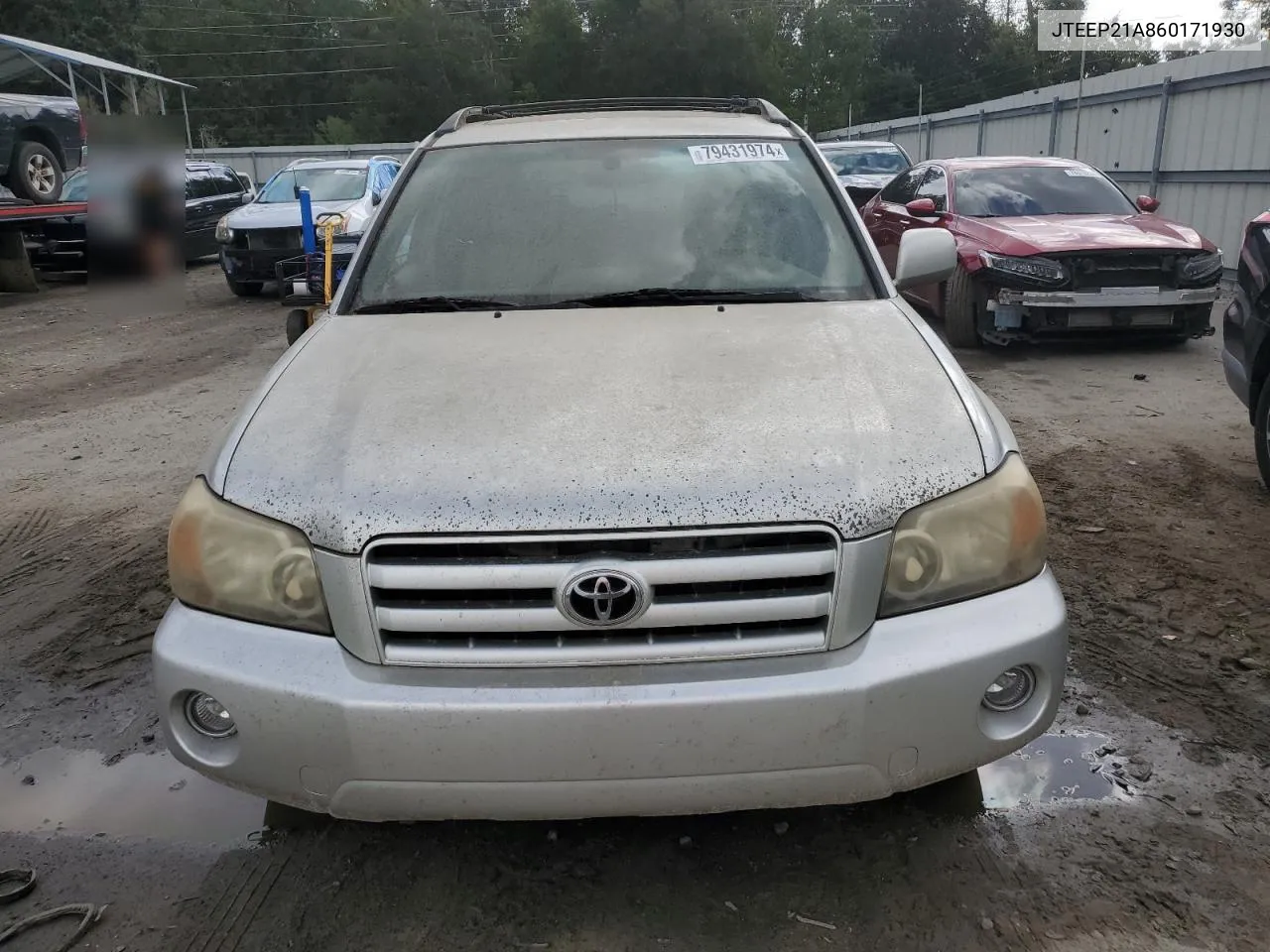 2006 Toyota Highlander Limited VIN: JTEEP21A860171930 Lot: 79431974