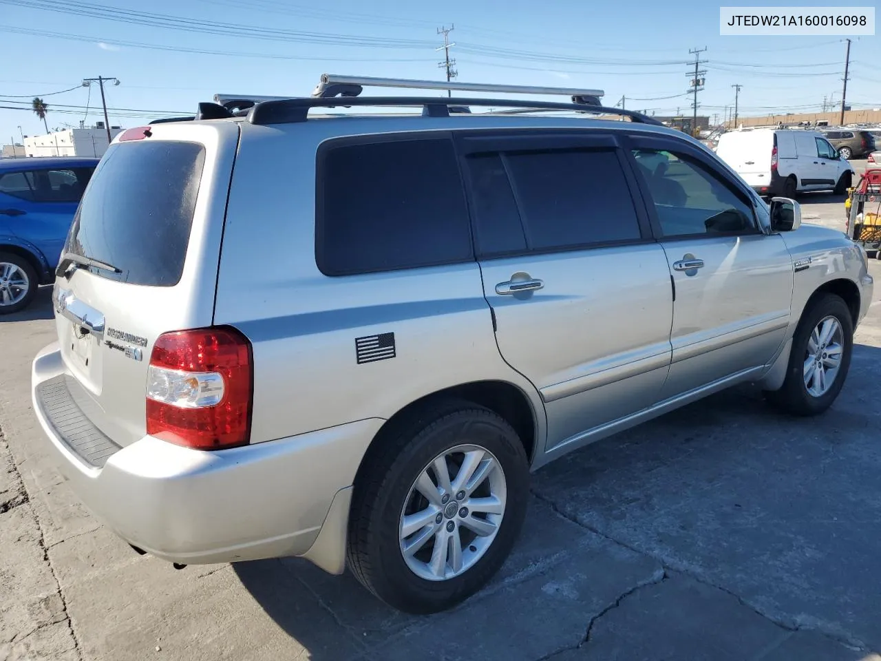 2006 Toyota Highlander Hybrid VIN: JTEDW21A160016098 Lot: 80555604