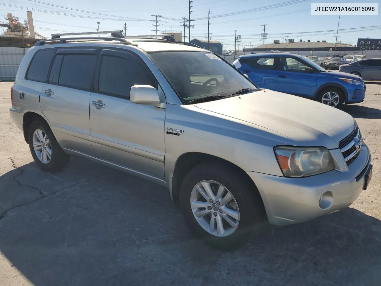 2006 Toyota Highlander Hybrid VIN: JTEDW21A160016098 Lot: 80555604