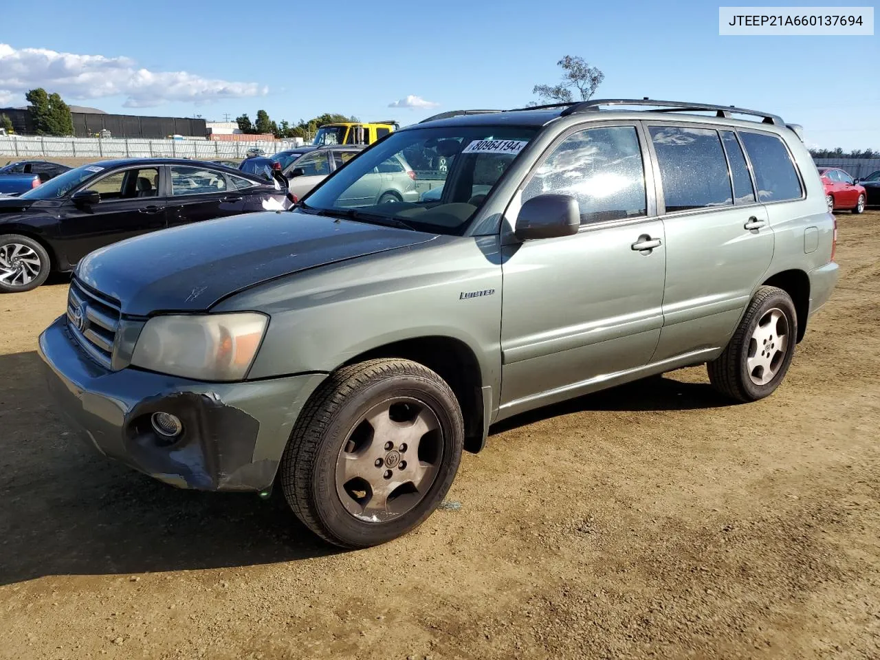 2006 Toyota Highlander Limited VIN: JTEEP21A660137694 Lot: 80964194