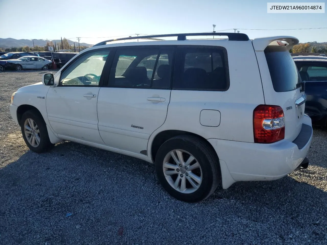 2006 Toyota Highlander Hybrid VIN: JTEDW21A960014874 Lot: 81170474