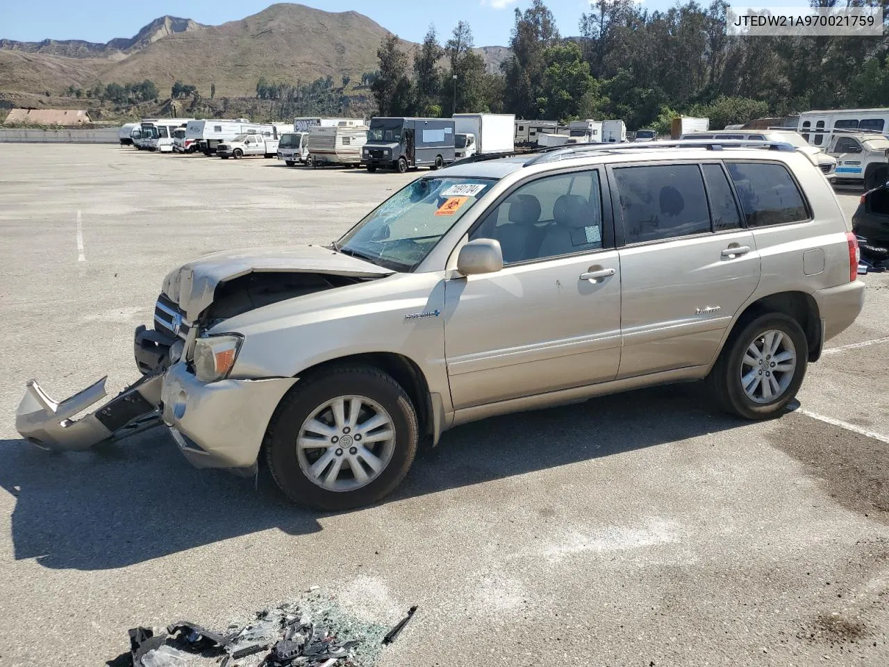 2007 Toyota Highlander Hybrid VIN: JTEDW21A970021759 Lot: 71891704