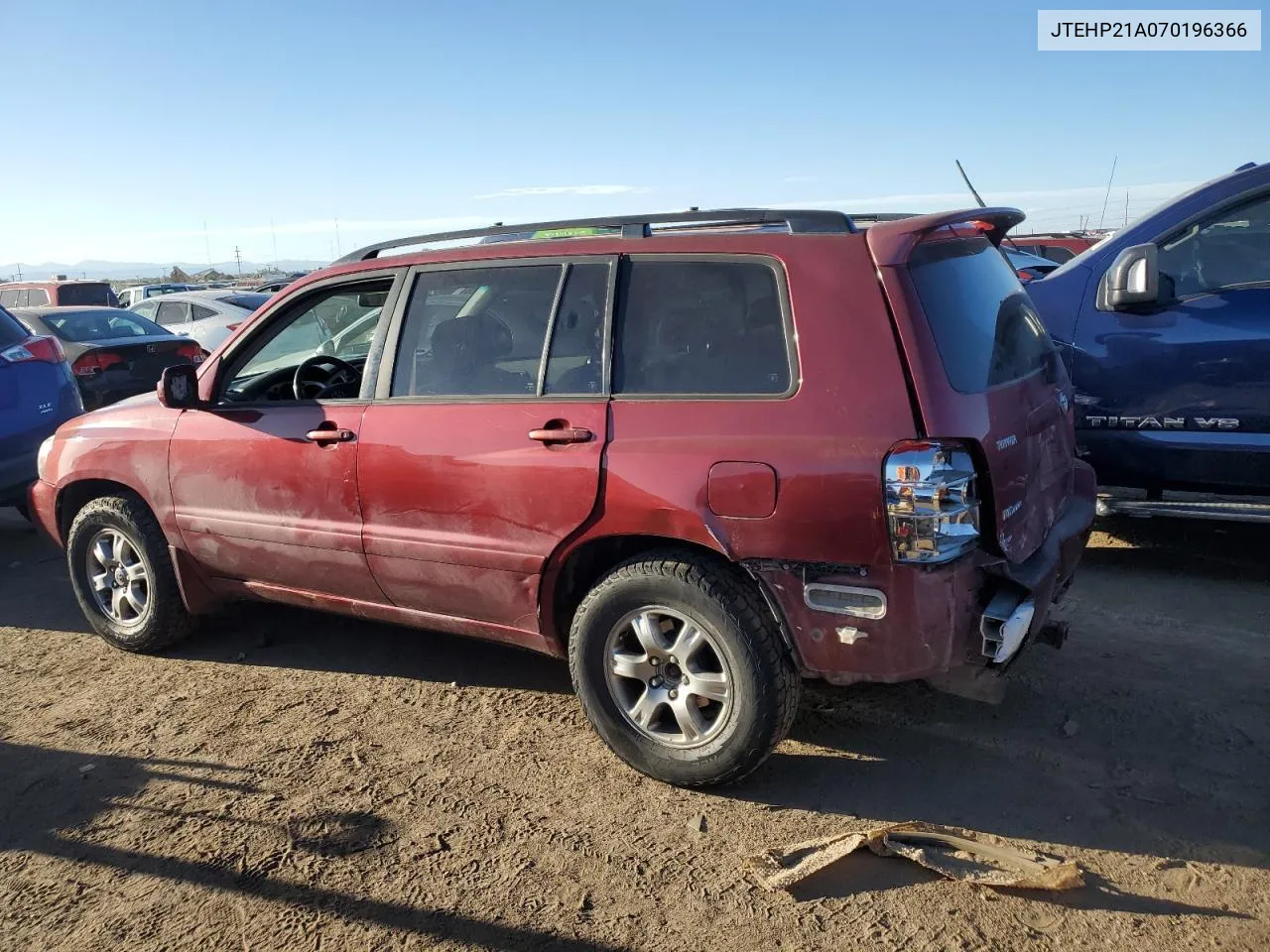 2007 Toyota Highlander Sport VIN: JTEHP21A070196366 Lot: 72207114