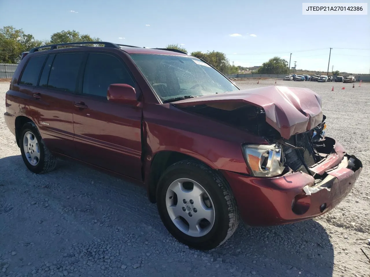 2007 Toyota Highlander Sport VIN: JTEDP21A270142386 Lot: 78151534