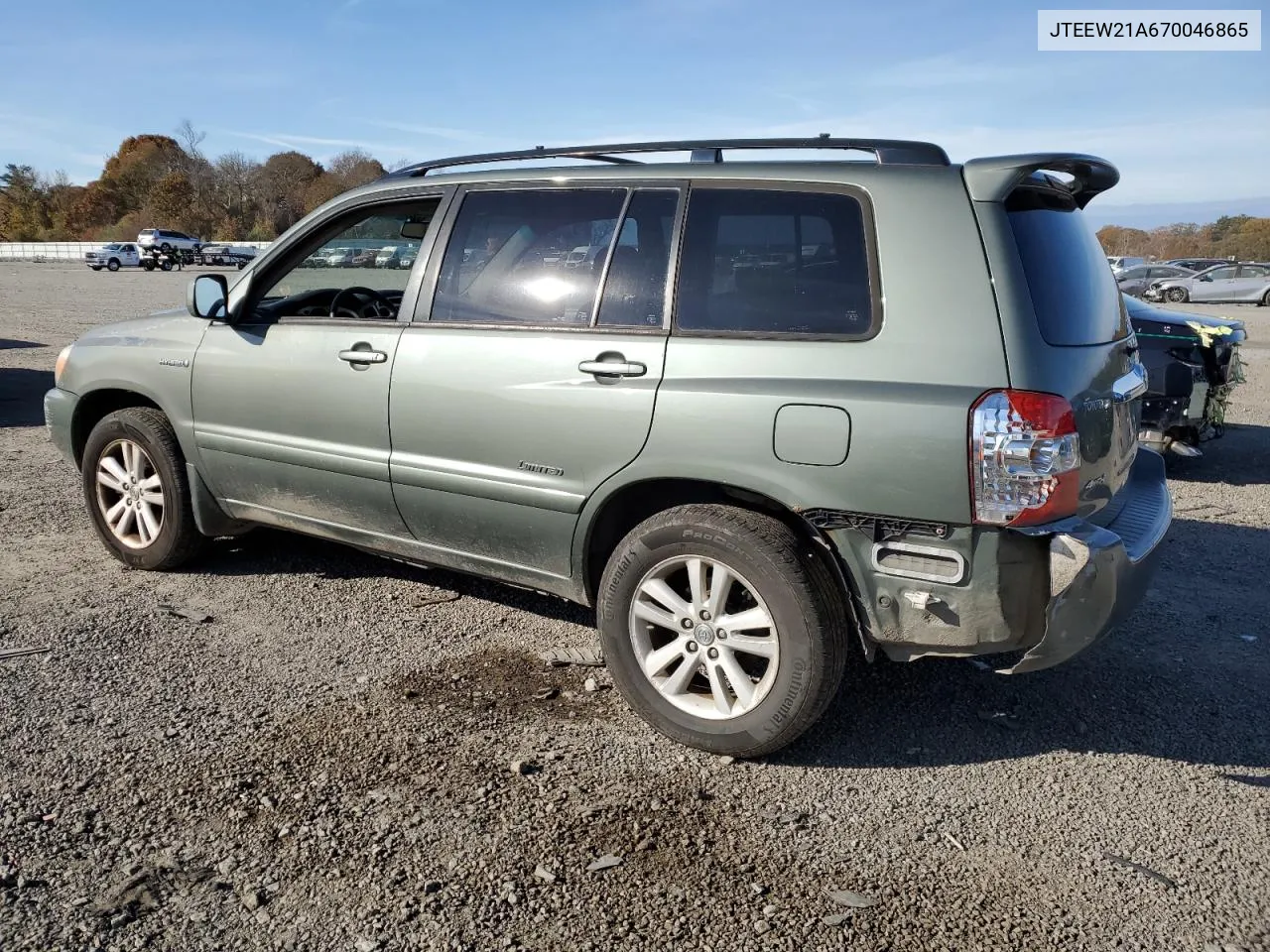 2007 Toyota Highlander Hybrid VIN: JTEEW21A670046865 Lot: 78332194