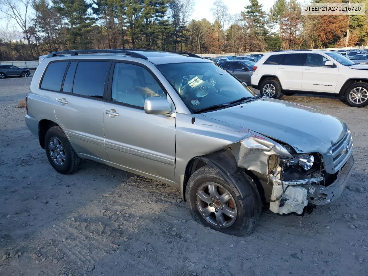 2007 Toyota Highlander Sport VIN: JTEEP21A270216720 Lot: 80032894