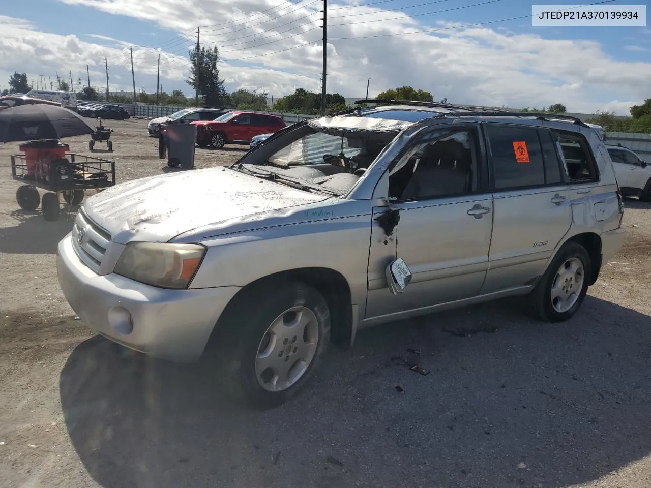 2007 Toyota Highlander Sport VIN: JTEDP21A370139934 Lot: 80420584