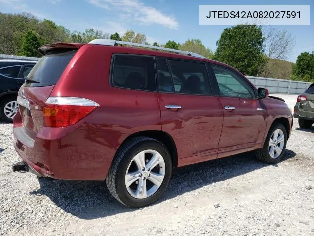 2008 Toyota Highlander Limited VIN: JTEDS42A082027591 Lot: 56184874