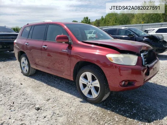 2008 Toyota Highlander Limited VIN: JTEDS42A082027591 Lot: 56184874