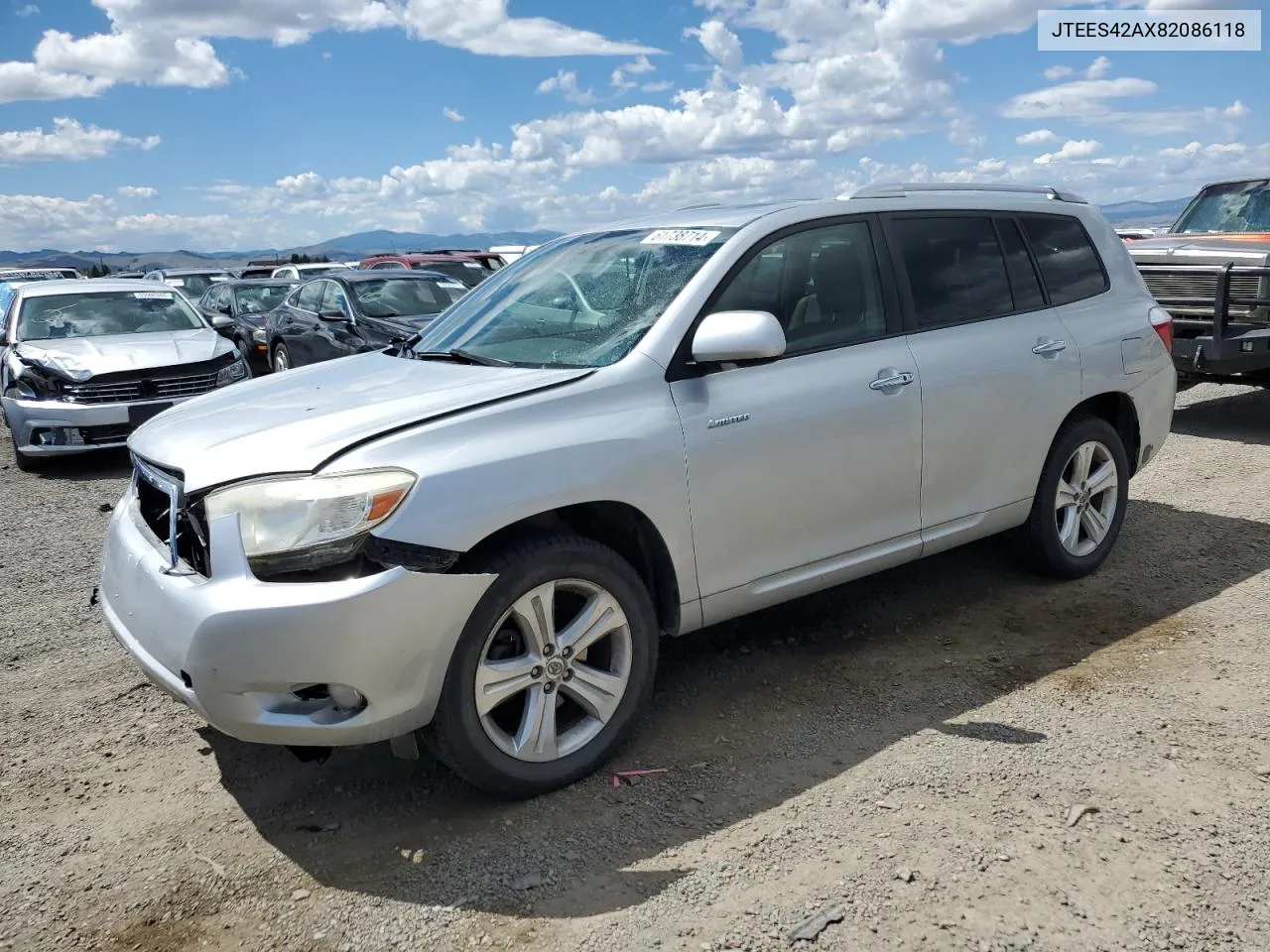 2008 Toyota Highlander Limited VIN: JTEES42AX82086118 Lot: 61738714