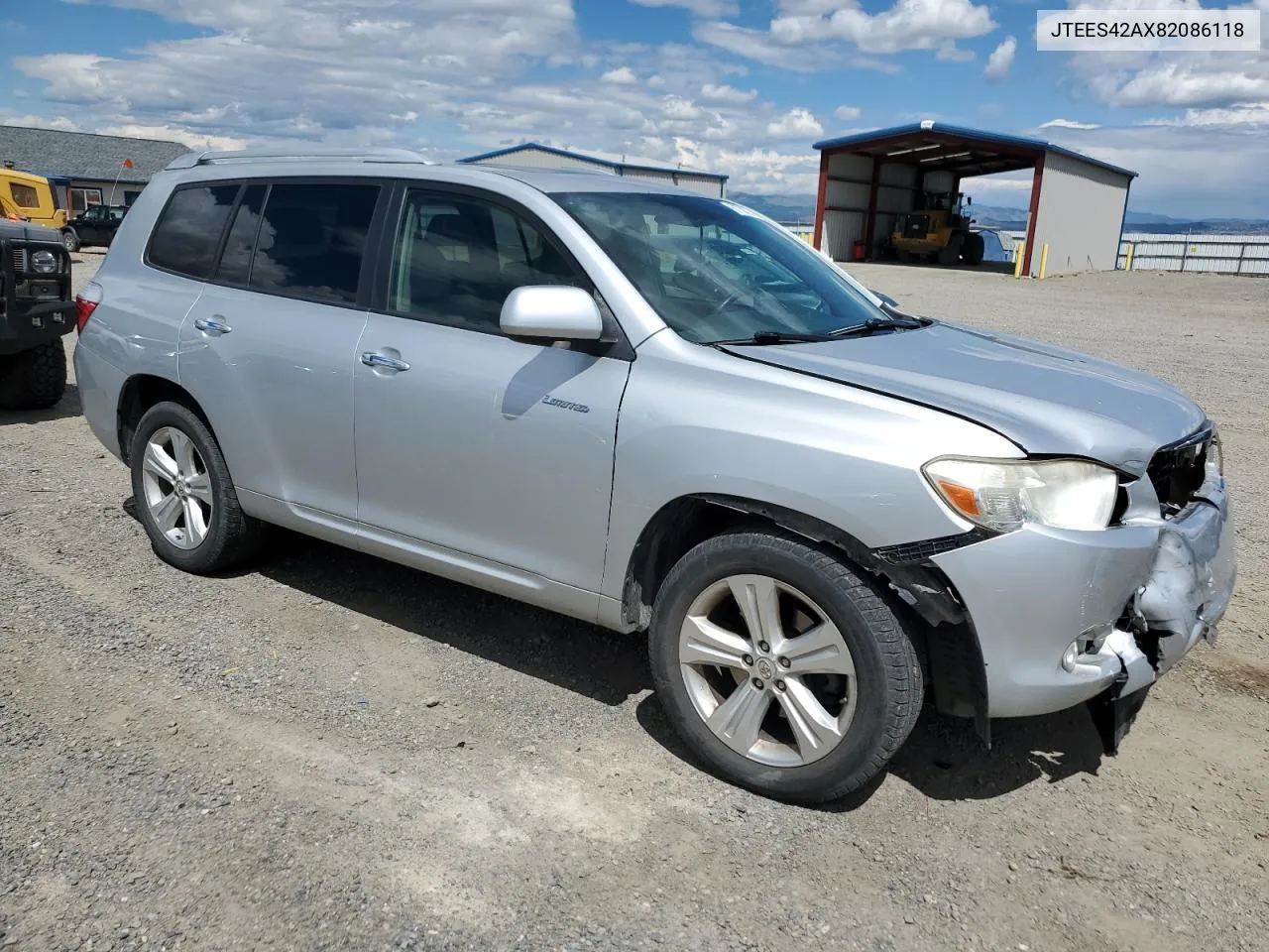 2008 Toyota Highlander Limited VIN: JTEES42AX82086118 Lot: 61738714