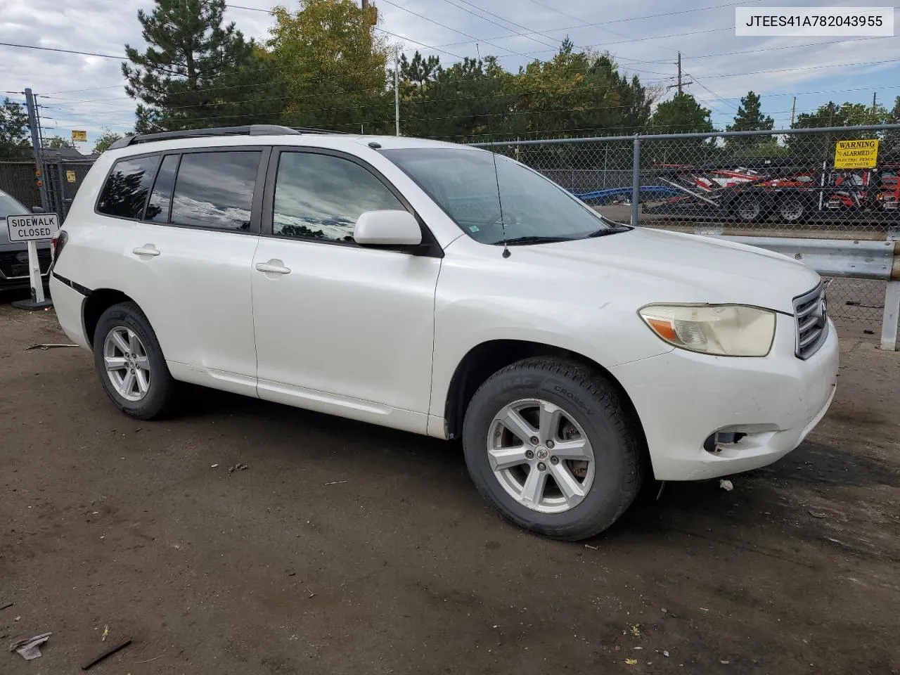 2008 Toyota Highlander VIN: JTEES41A782043955 Lot: 66388954