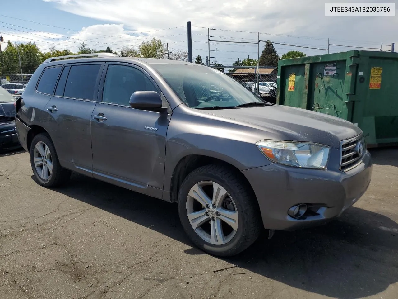 2008 Toyota Highlander Sport VIN: JTEES43A182036786 Lot: 67195224