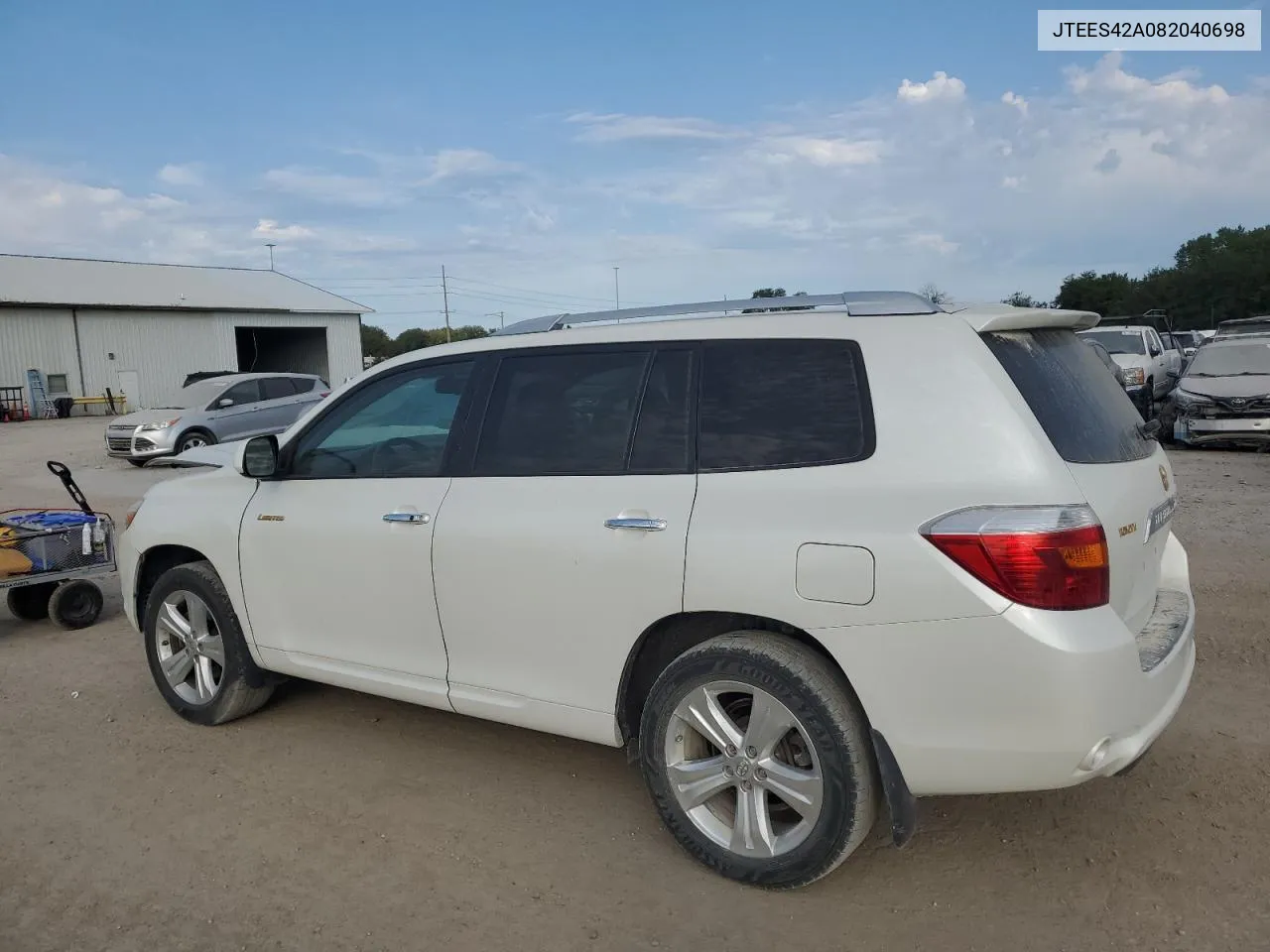 2008 Toyota Highlander Limited VIN: JTEES42A082040698 Lot: 68834314