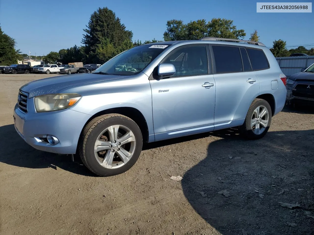 2008 Toyota Highlander Sport VIN: JTEES43A382056988 Lot: 71050864