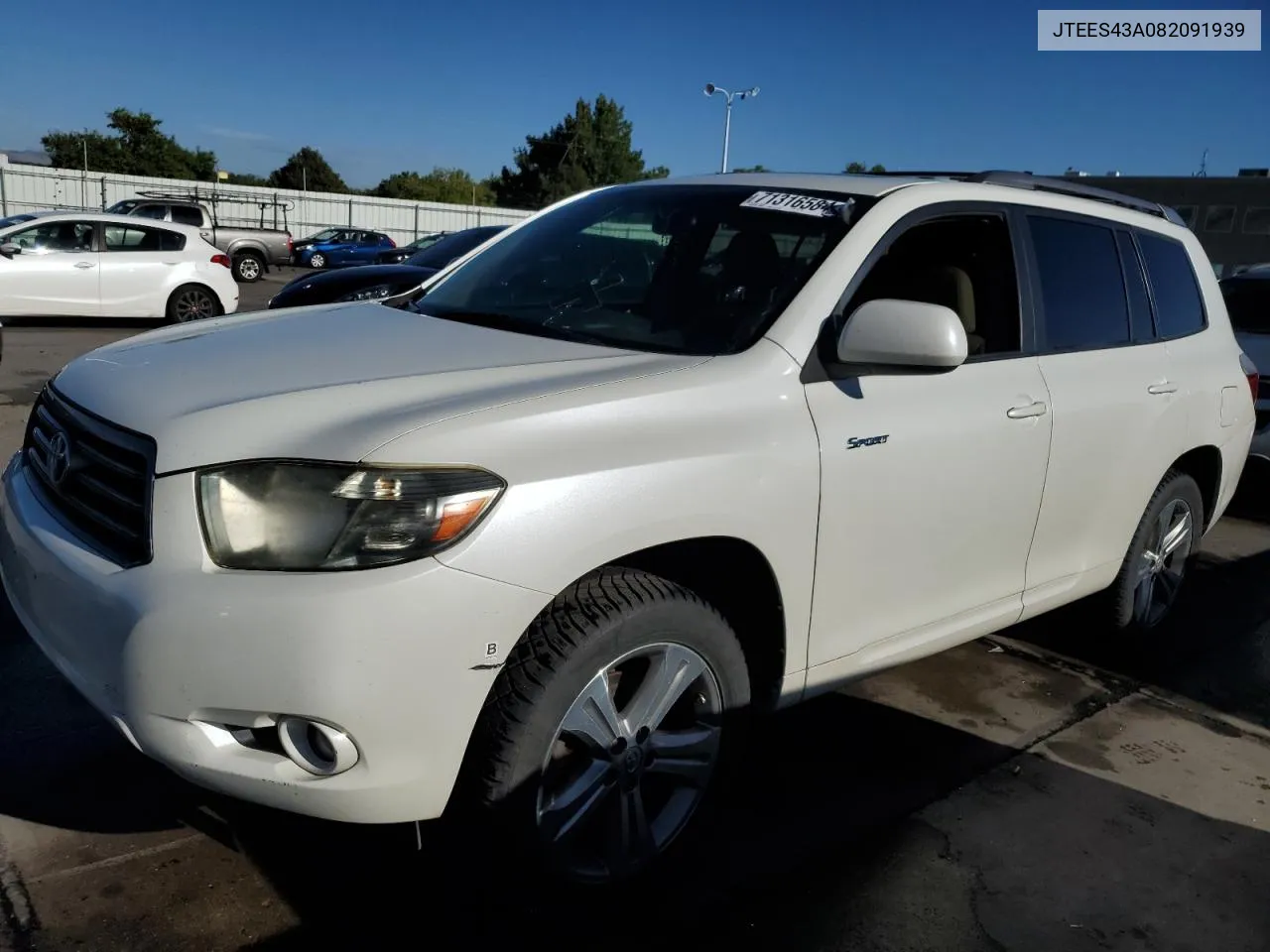 2008 Toyota Highlander Sport VIN: JTEES43A082091939 Lot: 71316584