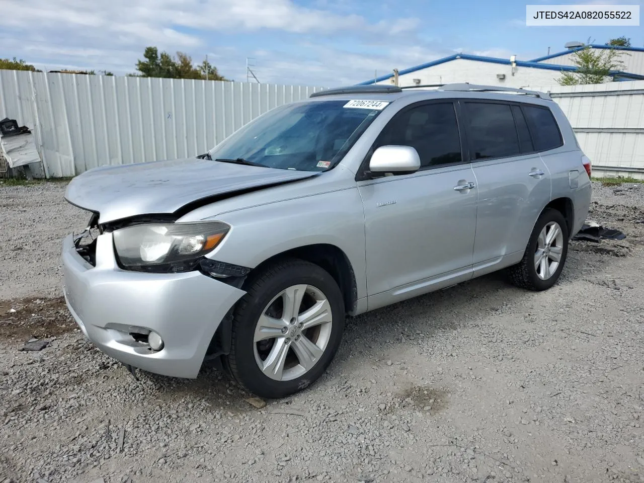 2008 Toyota Highlander Limited VIN: JTEDS42A082055522 Lot: 72067244