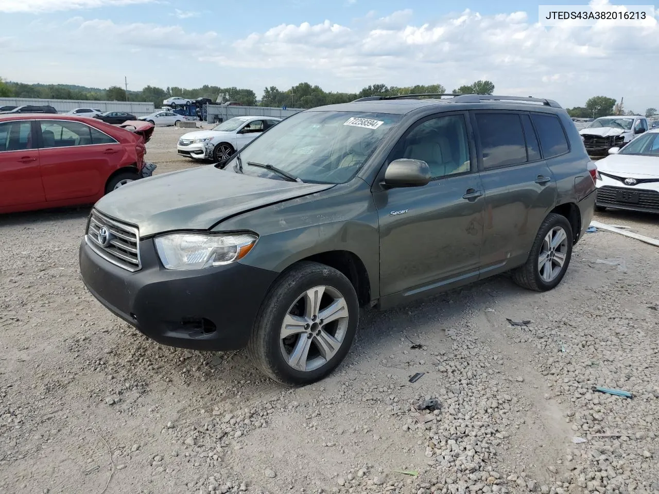 2008 Toyota Highlander Sport VIN: JTEDS43A382016213 Lot: 72258594