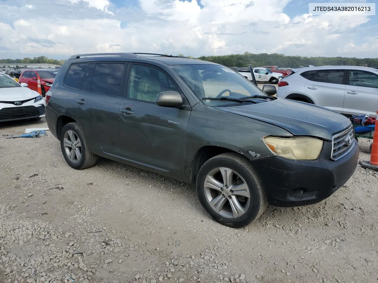 2008 Toyota Highlander Sport VIN: JTEDS43A382016213 Lot: 72258594