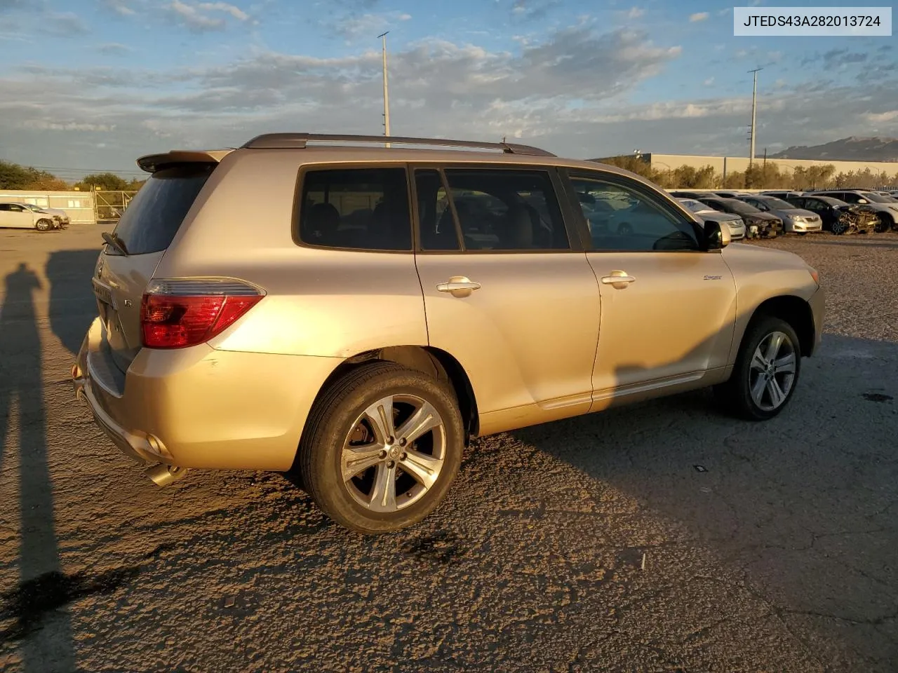 2008 Toyota Highlander Sport VIN: JTEDS43A282013724 Lot: 72469354